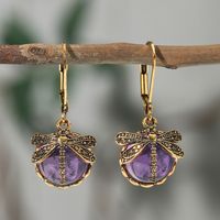 1 Pair Casual Ethnic Style Oval Dragonfly Plating Inlay Alloy Crystal Drop Earrings sku image 9