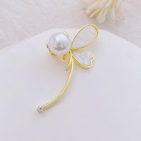 Fashion Flower Alloy Plating Inlay Artificial Gemstones Pearl Women's Brooches sku image 17