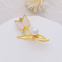 Fashion Flower Alloy Plating Inlay Artificial Gemstones Pearl Women's Brooches sku image 27