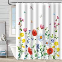 Retro Pastoral Flower Polyester Composite Needle Punched Cotton Shower Curtain sku image 64