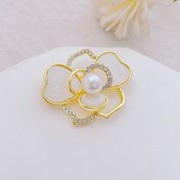 Fashion Flower Alloy Plating Inlay Artificial Gemstones Pearl Women's Brooches sku image 28