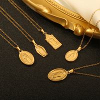 Elegant Classical Solid Color Stainless Steel Plating 18k Gold Plated Pendant Necklace main image 3