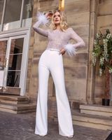 Women's Daily Street Casual Solid Color Full Length Sequins Feather Jumpsuits main image 1