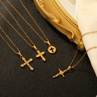 Elegant Vintage Style Cross Solid Color Stainless Steel Plating 18k Gold Plated Pendant Necklace main image 3