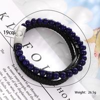 XUPING Cool Style Color Block 304 Stainless Steel Beaded Pu Leather Beaded Braid Men's Bangle sku image 1