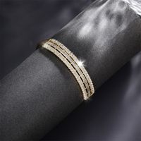 Xuping Shiny Solid Color Alloy Plating Inlay Artificial Gemstones 14k Gold Plated Women's Bangle main image 1