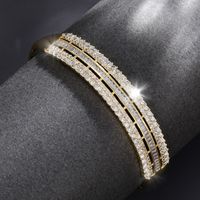 Xuping Shiny Solid Color Alloy Plating Inlay Artificial Gemstones 14k Gold Plated Women's Bangle main image 5