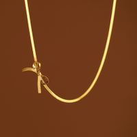 Vintage Style Simple Style Solid Color Bow Knot Stainless Steel Plating 18k Gold Plated Necklace main image 1