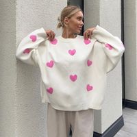Women's Sweater Long Sleeve Sweaters & Cardigans Embroidery Streetwear Heart Shape Bow Knot main image 1