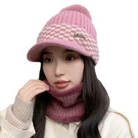 Women's Sweet Simple Style Plaid Pom Poms Curved Eaves Wool Cap main image 5