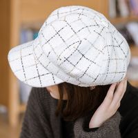 Women's British Style Lattice Flat Eaves Beret Hat main image 2