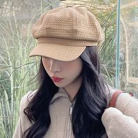 Women's Casual Solid Color Curved Eaves Beret Hat main image 3