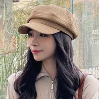 Women's Casual Solid Color Curved Eaves Beret Hat main image 1