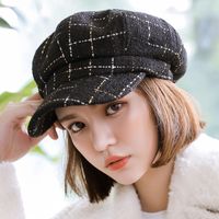 Women's British Style Lattice Flat Eaves Beret Hat main image 1