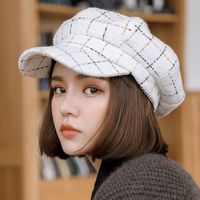 Women's British Style Lattice Flat Eaves Beret Hat sku image 2