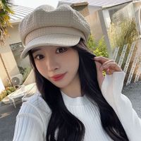 Women's Casual Solid Color Curved Eaves Beret Hat main image 5