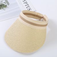 Children Unisex Lady Simple Style Solid Color Wide Eaves Straw Hat main image 1