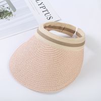 Children Unisex Lady Simple Style Solid Color Wide Eaves Straw Hat main image 4