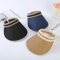 Children Unisex Lady Simple Style Solid Color Wide Eaves Straw Hat main image 3