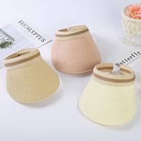 Children Unisex Lady Simple Style Solid Color Wide Eaves Straw Hat main image 2