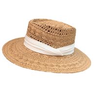 Women's Basic Solid Color Flat Eaves Straw Hat main image 2