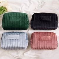 Basic Solid Color Velvet Cloth Square Makeup Bags sku image 4