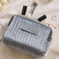Basic Solid Color Velvet Cloth Square Makeup Bags sku image 2