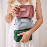 Basic Solid Color Velvet Cloth Square Makeup Bags main image 4