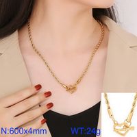Stainless Steel Titanium Steel 18K Gold Plated Retro Cool Style Plating Heart Shape Pendant Necklace sku image 4