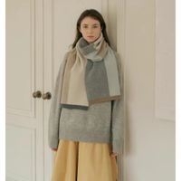 Women's Business Basic Color Block Artificial Wool Scarf sku image 2