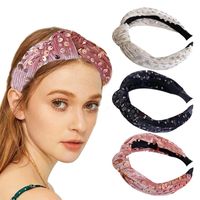 Women's Elegant Retro Solid Color Sequin Flannel Hair Band main image 6