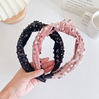 Women's Elegant Retro Solid Color Sequin Flannel Hair Band main image 3