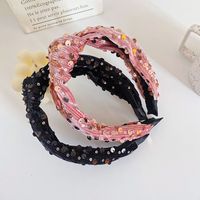 Women's Elegant Retro Solid Color Sequin Flannel Hair Band main image 2
