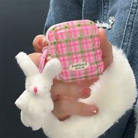 Cute Rabbit Lattice Tpu Bluetooth Earbuds Case sku image 1