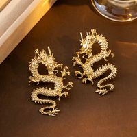 1 Pair Vintage Style Simple Style Dragon Irregular Plating Alloy Gold Plated Ear Studs main image 2