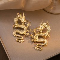 1 Pair Vintage Style Simple Style Dragon Irregular Plating Alloy Gold Plated Ear Studs main image 4