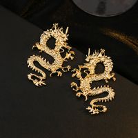 1 Pair Vintage Style Simple Style Dragon Irregular Plating Alloy Gold Plated Ear Studs main image 5