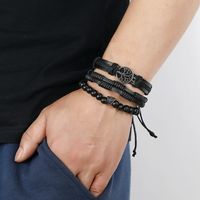 Rétro Géométrique Faux Cuir Alliage Corde Hommes Bracelets main image 6