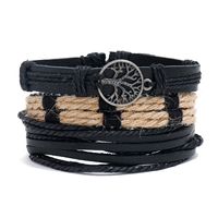 Retro Geometric Pu Leather Alloy Rope Men's Bracelets sku image 5