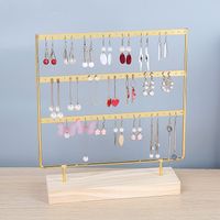 Simple Style Geometric Solid Wood Iron Jewelry Rack main image 4