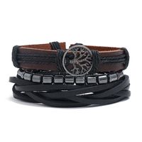 Retro Geometric Pu Leather Alloy Rope Men's Bracelets sku image 2