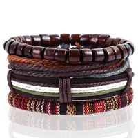 Rétro Géométrique Faux Cuir Alliage Corde Hommes Bracelets main image 4