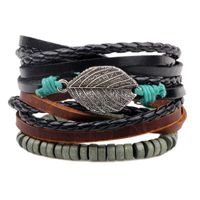 Retro Geometric Pu Leather Alloy Rope Men's Bracelets sku image 4