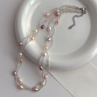 Elegant Streetwear Korean Style Geometric Alloy Freshwater Pearl Women's Layered Necklaces main image 4