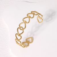 Vintage Style Simple Style Heart Shape 304 Stainless Steel 18K Gold Plated Bangle In Bulk sku image 1