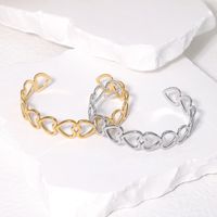 Vintage Style Simple Style Heart Shape 304 Stainless Steel 18K Gold Plated Bangle In Bulk main image 3