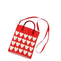Women's Medium Cotton Plaid Waves Heart Shape Cute Basic Square Open Square Bag main image 4