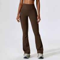 Simple Style Solid Color Nylon Spandex Pleated Active Bottoms Flared Pants main image 4