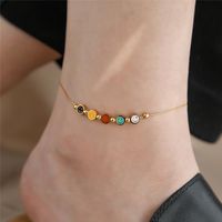 Simple Style Commute Smiley Face Titanium Steel Plating 18K Gold Plated Women's Anklet main image 4