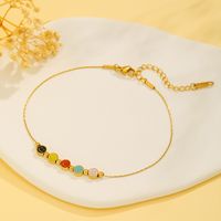 Simple Style Commute Smiley Face Titanium Steel Plating 18K Gold Plated Women's Anklet main image 1